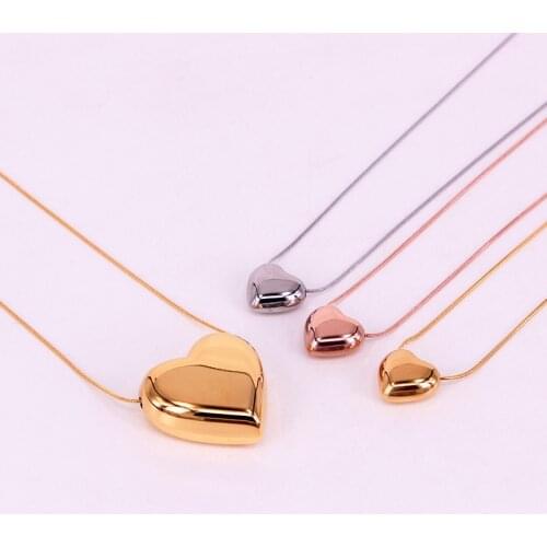 Titanium Stainless Steel Love Heart Pendant Necklaces Jewelry Rose Gold Chain & Link Wedding Necklace For Women