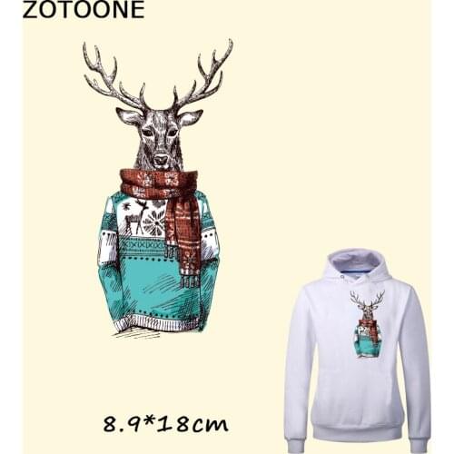 ZOTOONE Christmas Deer Iron on Transfer Patches Heat Transfer Ironing Stickers for DIY Clothes T-shirt Super Washable for Kids F