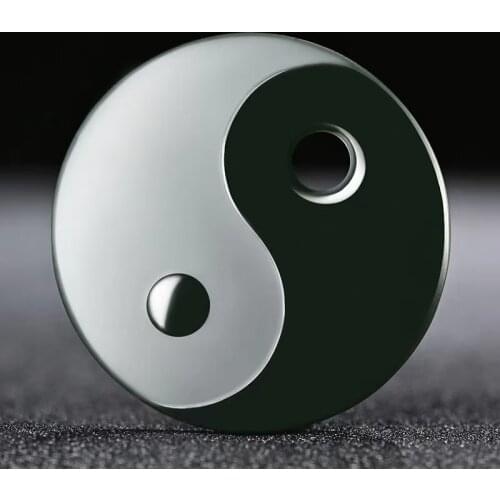 Magic Round Tai Chi Pattern Pendant Amulet Hanging Bless Churinga By Nature Bottle Green Jade