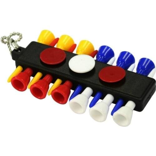 Portable Golf Tee Keeper Key Chain Carrier with 12pcs Tees 3 Ball Markers Professional Golfler Accessories