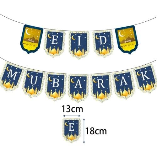Eid Mubarak Banner Happy Eid Party Decorations Bunting Ramadan Festival Supplies Moon Star Lantern Garland Ramadan Decor