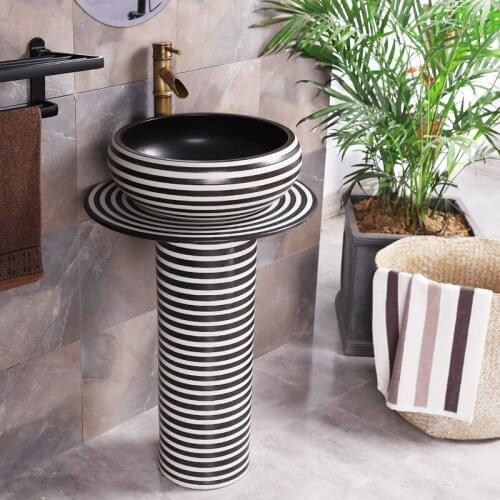 Pedestal Washbasin Jingdezhen Antique European Style Washing basin Ceramic Bathroom Washbasin bowl Pedestal sinks