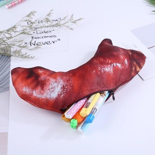 Creative Pen Bag Realistic Chicken Legs Shape Make-up Pouch Pen Pencil Case With Zipper Makeup Pouch Casual Gift Handbag