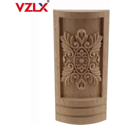 VZLX Curved Wooden Column Decal Supply European-style Applique Real Wood Carving Accessories Wholesale And Retail Woodcarving
