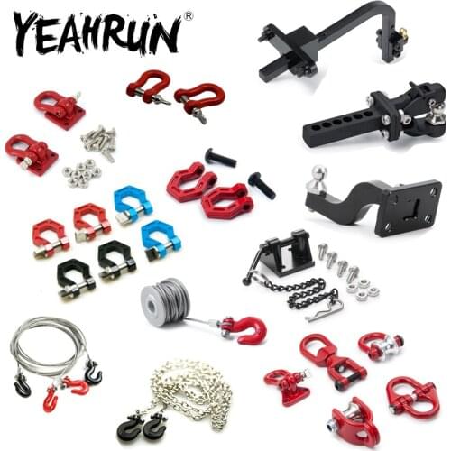 YEAHRUN 1/10 RC Crawler Car Metal Trailer Rope Chain Shackle Tow Hook Winch hook Accessories for Axial SCX10 Upgrade Parts