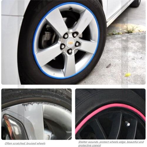 8M Protective Ring For Car Wheels Coiler Modified Wheel Protection Tire Rims Trim Scuff Scratch Crash Protection Bars
