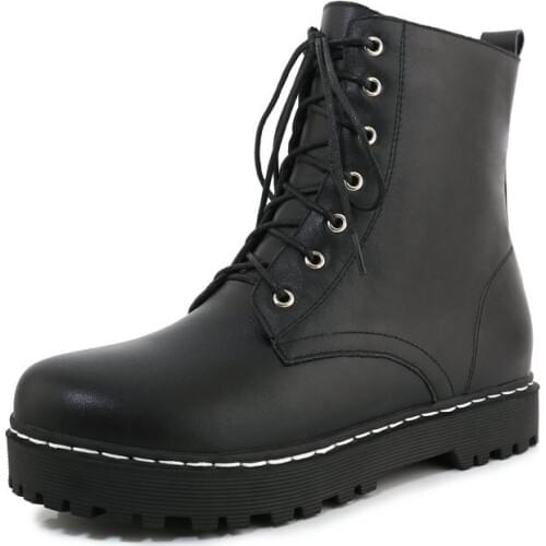 Russia Women boots Genuine leather Martin boots lace-up To keep warm snow boots Womens shoes Size 34-43