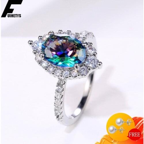 Bali Jelry Trendy Ring Silver 925 Jewelry 7*10mm Oval Shape Topaz Gemstone Ornament for Women Wedding Engagement Wholesale Rings