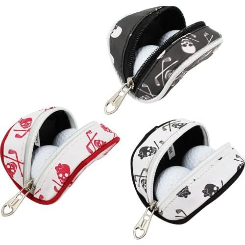 1 Pcs Mini Golf Ball Bag Portable PU Leather Holder Storage 2 Balls and 3 Tees Golf Waist Pack Zipper Closure Carabiner