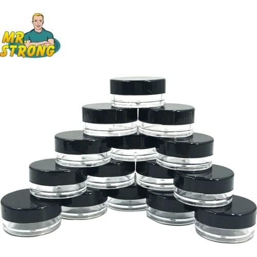 100Pcs/Lot Empty Container Cream Refillable Bottles Plastic Eyeshadow Makeup Face Cream Jar Pot Travel Bottle Black Color