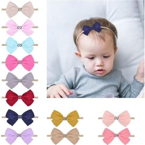 12 Pcs Baby Girls Nylon Headbands Newborn Infant Toddler Bow Hairbands Soft Headwrap Children Hair Accessories