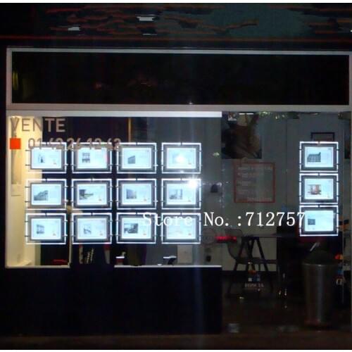 12PCS Landscape Hanging A4 Single Sided LED Window Displays Light pocket with U Pocket for Estate Agent, Properties