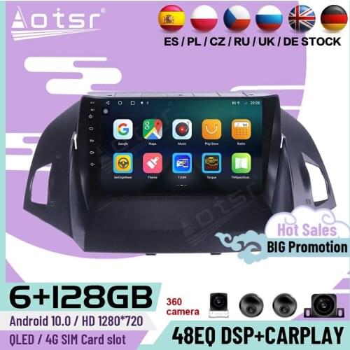 128G Carplay Android Player For Ford Kuga Escape 2012 2013 2014 2015 2016 2017 2018 2019 GPS Navi Radio Video Receiver Head Unit