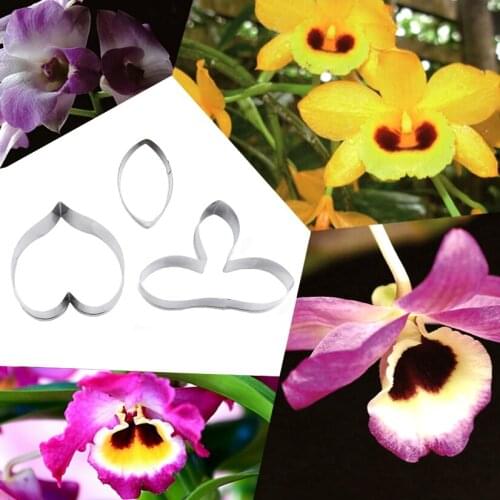3 pcs/set Stainless Steel Dendrobium Petal Cutters Biscuit Jelly Fondant Cookie Cutters Cake Decorating Tools