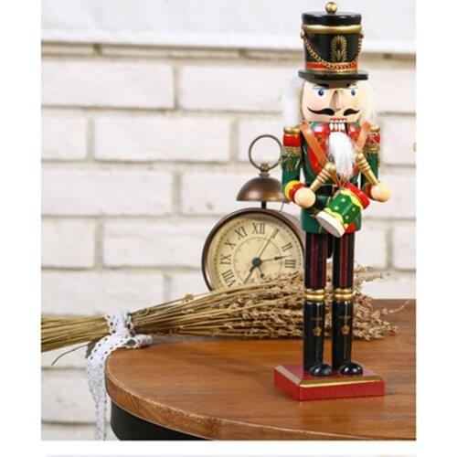 30cm Wooden Nutcracker King Drummer Solider Figurine Puppet Crafts Christmas Gifts