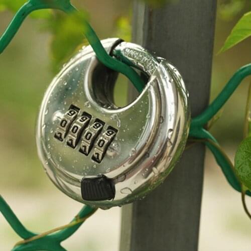 4-Dial Combination Lock Password Round Padlock Key Stainless Steel Password Locks For Outdoor Warehouse Fences