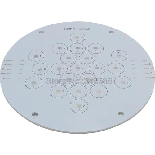5 Channel 21Leds Cree XPE XPG XPL XTE XPE2 XPG2 XPL XHP35 or Epileds 3535 High Power LED Pad DIY PCB Board Round Shape