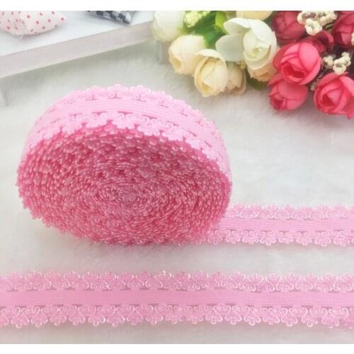 5yards/lot 3/4" 20mm Multirole Pink Fold Over Elastic Spandex Lace Band Ties Hair Accessories Lace Trim Sewing Notion