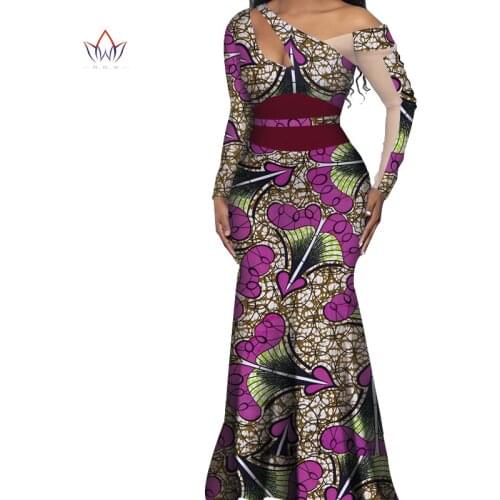 Vestidos African Dresses for Women Dashiki Elegant Party Dress Plus Size Srapless Traditional African Clothing WY4526