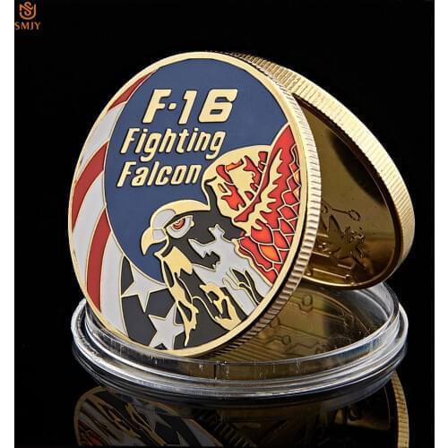 American Gold Coin USA Lockheed F-16 Fighting Fighter Metal Military Coin US Air Force Challenge Coin Collection