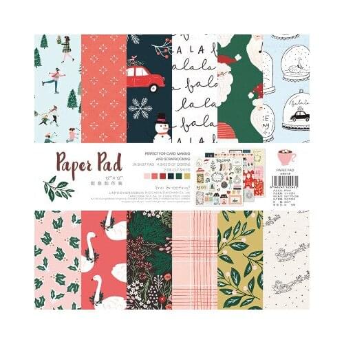 12 Inch 27 Sheets Hello Winter Christmas Scrapbook Paper Pack For DIY Gift Wrapping Card Making Background Home Deco Craft