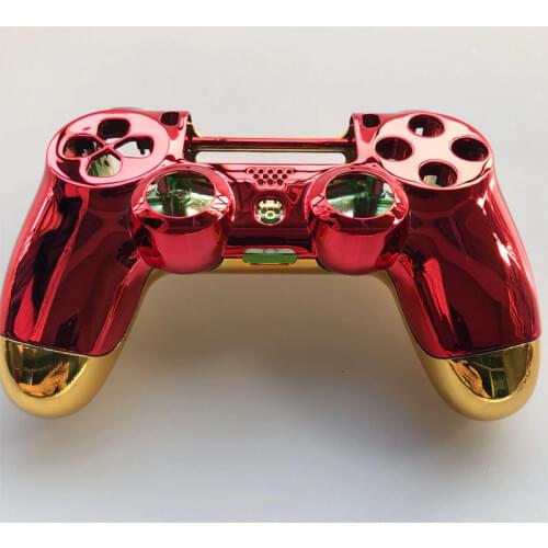 Chrome Plating Red Front Shell Golden Back Cover Case For PS4 Pro JDM 040 JDS 040 Playstation 4 Pro V2 Gen 2 Controller Replace