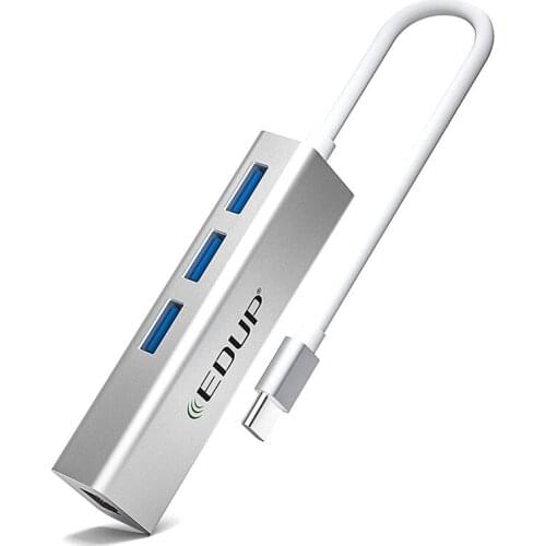 EDUP USB C to Gigabit Ethernet Adapter with USB 3.0 Hub,10/100/1000 RJ 45 LAN Wired Network Adapter