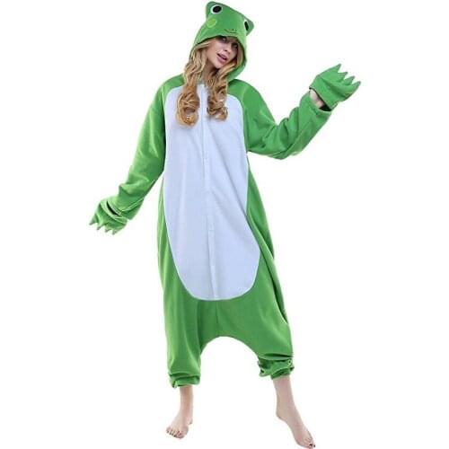 Fleece Adult Women Cartoon frog Onesie Cosplay Costumes Girls Animal Cosplay Pajamas Pyjama Tracksuit Party Halloween