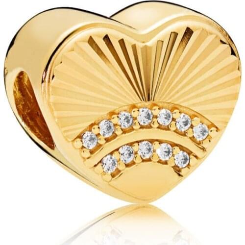 Hot Sale Silver Color Charm Bead Gold Colour Love Small Shell Heart Beads For Original Pandora Charm Bracelets & Bangles Jewelry