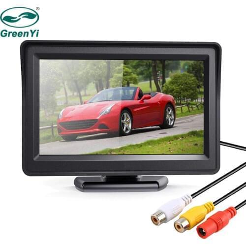GreenYi 4.3 inch Car Monitor TFT Color LCD Screen Display Parking Assistance Support Rear View Camera with 2 Video Input