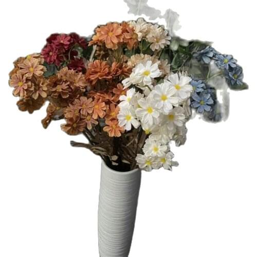 5Pcs Fake Lewisia Cotyledon 24.41" Length Simulation Oil Painting Daisy for Wedding Home Decorative Artificial Flowers