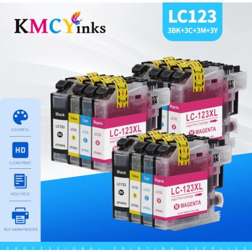 KMCYinks LC123 LC121 Compatible Ink Cartridge For Brother DCP-J552DW J752DW J132W J152W J172W MFC-J470DW J650DW J870DW Printer