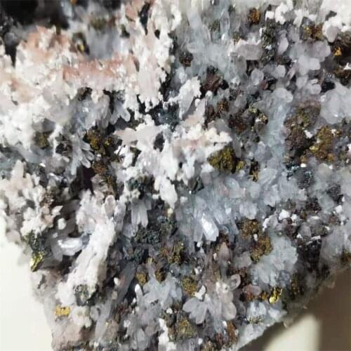 Red Quartz Flower Calcite Pyrite Mine In One Cluster