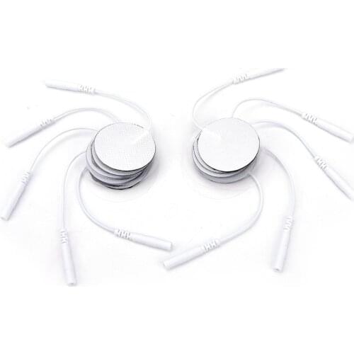 10Pcs Medium Frequency TENS Therapy Electronic Cervical Vertebra Physiotherapy Body Massager Round Electrode Pads with Cable