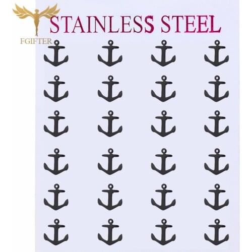 2021 Fashion Jewelry Woman Men Casual Black Earrings Set Wholesale Stainless Steel Anchor Stud Earrings