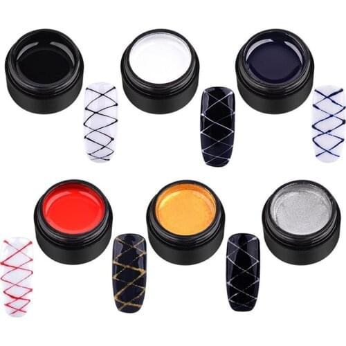 6 Colors Nail Gel Spider Painting Nail Art Polish Set Silk Creative Web Line Varnish Drawing UV LED Lacquers DIY Manicure Decor