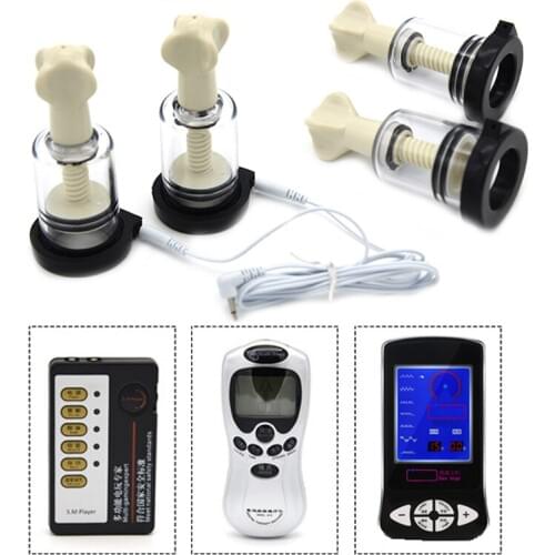 Electric Shock Nipper Sucker Kit Electro Shock Nipple Clamps Breast Enlargement Masturbation Sex Toys Body Massager Adult Games