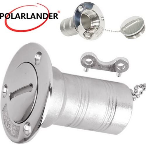 Silver With Key Trucks Deck Gas 38mm Fuel Deck Filler For Rowing Boat Marine Filler With Cap 1.5 inch Stainless Steel 316