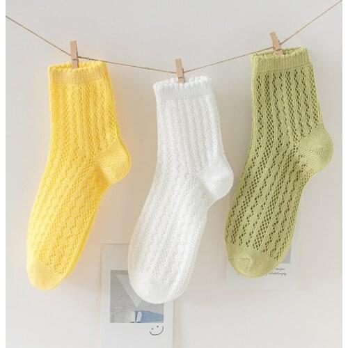 Cotton socks mesh summer Womens Japanese style fashion happy Hit sales Kawaii cute high trend Funny socks Cheap things Pair