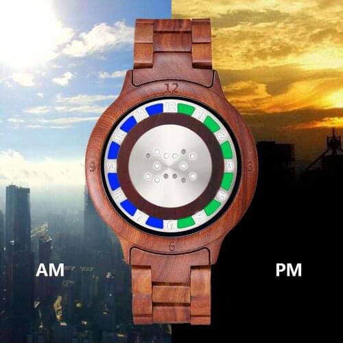 Creative Led Digital Dispay Wood Watch Men Women Luxury Wooden Wristwatch Fold Buckle With Instruction And Strap Adjuster