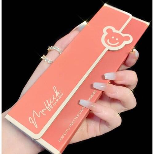 Cute Bear 10 Color Eyeshadow Palette Pearly Fine Shining Milk Tea Color Long Lasting Easy-to-Apply Non-flying Powder Eye Makeup