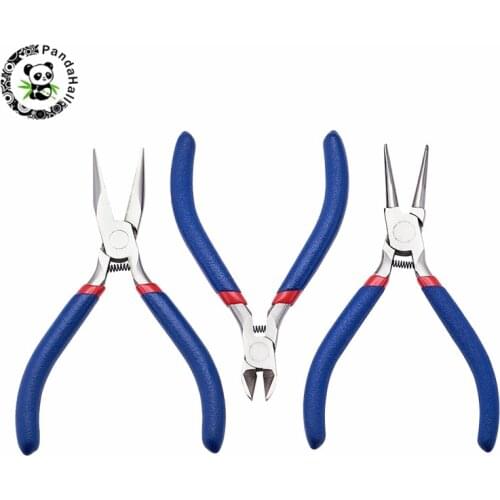1 Set DIY 316 Stainless Steel Short Chain-Nose Pliers Round Nose Pliers and Side-Cutting Pliers Jewelry Tools & Equipment