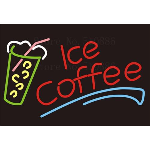 Custom Signage NEON SIGNS ICE cOFFEE Real GLASS Tube BAR PUB Signboard Display Decorate Store Shop Light Sign 17*14"