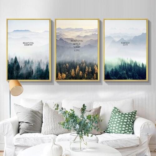 Nordic Forest Landscape Poster Canvas Painting Poster and Prints Wall Pictures for Living Room Modern Home Decoration Wall Art