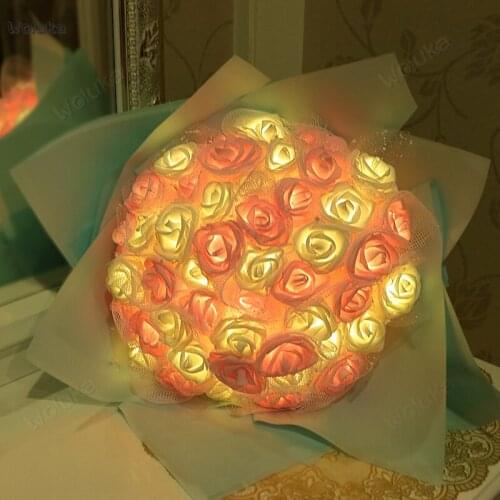 Propose surprise Rose Bouquet lantern Birthday Valentines Day confession prop lantern string CD50 W02