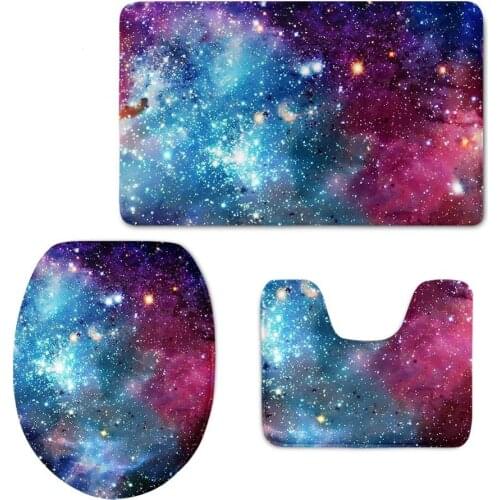 Galaxy Star Printed Slip Resistance Carpets Home Hotel Decor 3PCS Set Bathroom Mat Warm Rugs for Toilet Pads