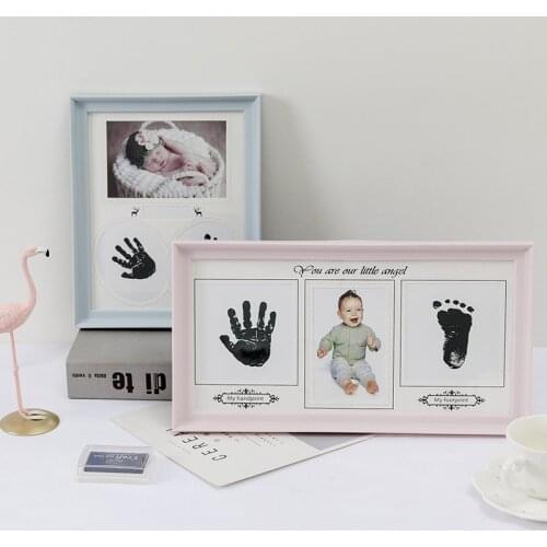 DIY 0-12 Month Baby "MY FIRST YEAR" Hand Foot Ink Pad Print Photo Frame Souvenirs Commemorate Kids Growing Memory Gift Set
