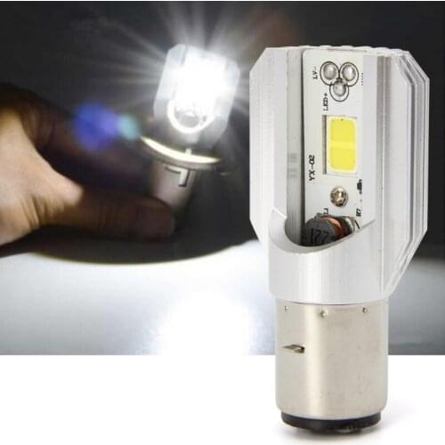 LED Motorcycle Headlamp 12W H/L COB BA20D Bulb Motorbike Headlight DC 12V New