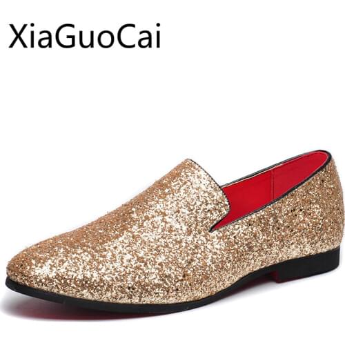 Sexy Brand New Men Casual Shoes Slip on Pointed Toe Business Famale Flat Casual Shoes Sexy Superstar Loafers Lu5 35