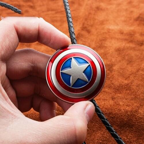 Vintage Western Cowboy Mens BOLO Tie Slide Clip Net Cross American Captain PU Leather Rope